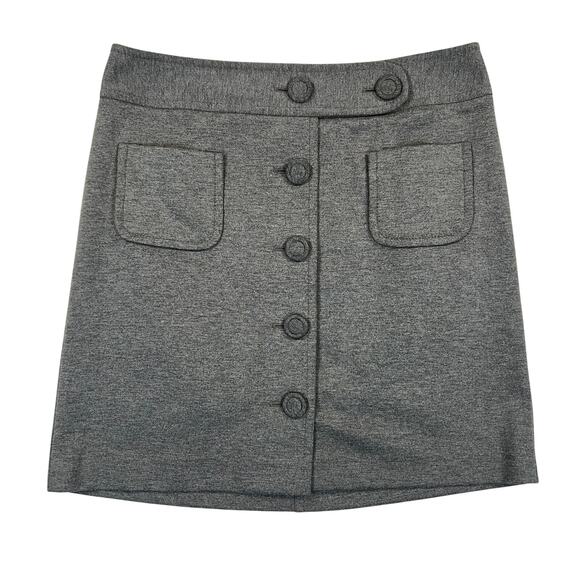 Ann Taylor Loft Button Front Midi Skirt Women's 12 Gray w/ Front Pockets Pencil - Picture 1 of 9